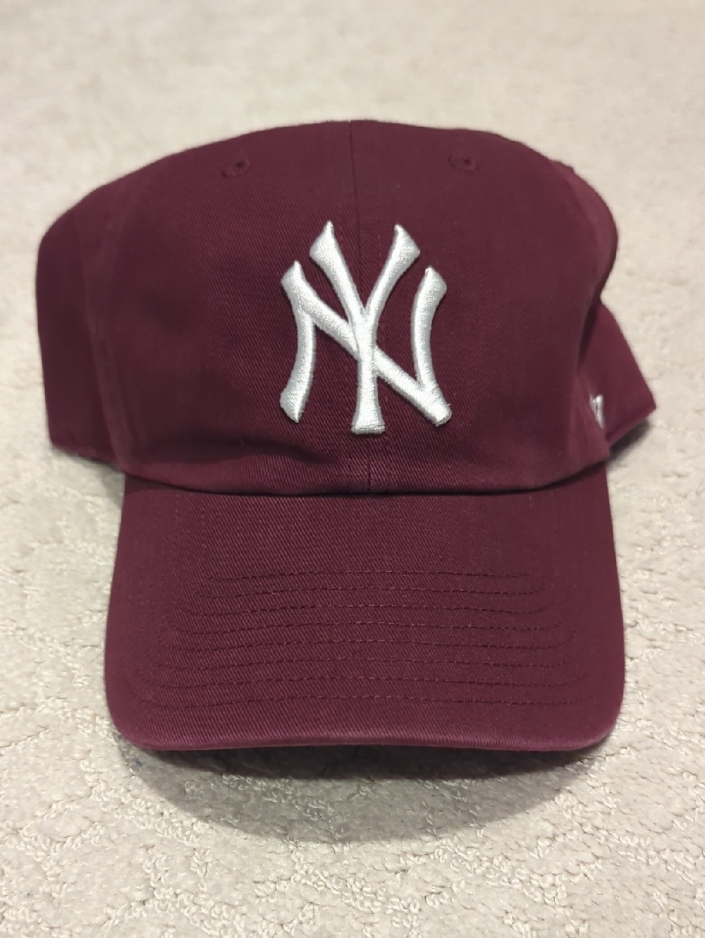 New Era Maroon NY Embroidered Baseball Cap with White Logo